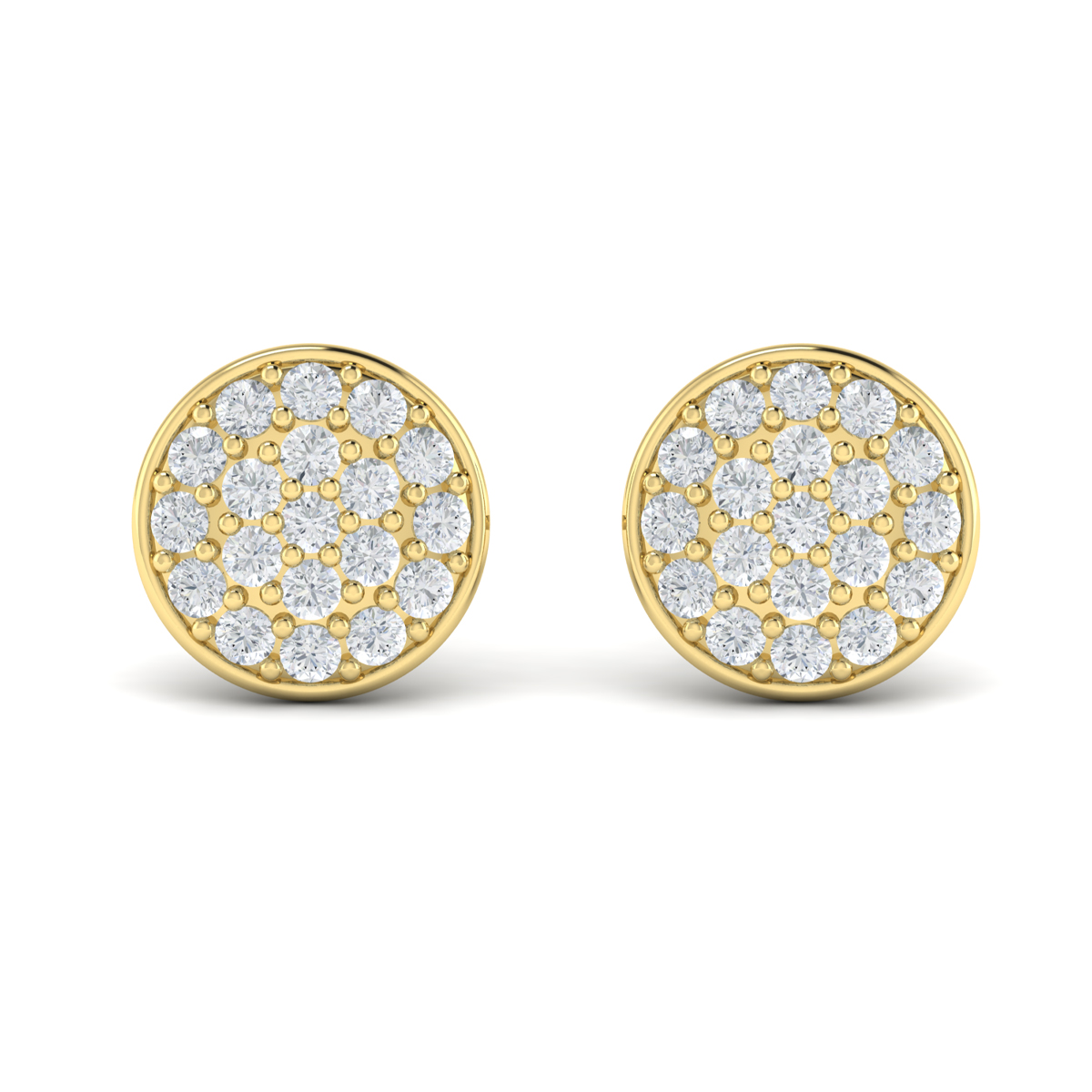 14K YELLOW GOLD "MARISOL" ROUND CLUSTER POST EARRINGS WITH .46CTTW ROUND SI CLARITY & G COLOR DIAMONDS