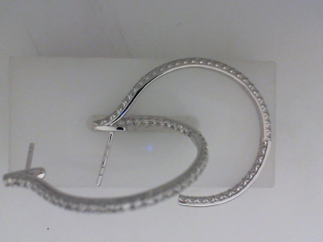 14K WHITE GOLD POST INSIDE/OUTSIDE HOOP EARRINGS WITH 1.20CTTW ROUND SI CLARITY & GH COLOR DIAMONDS