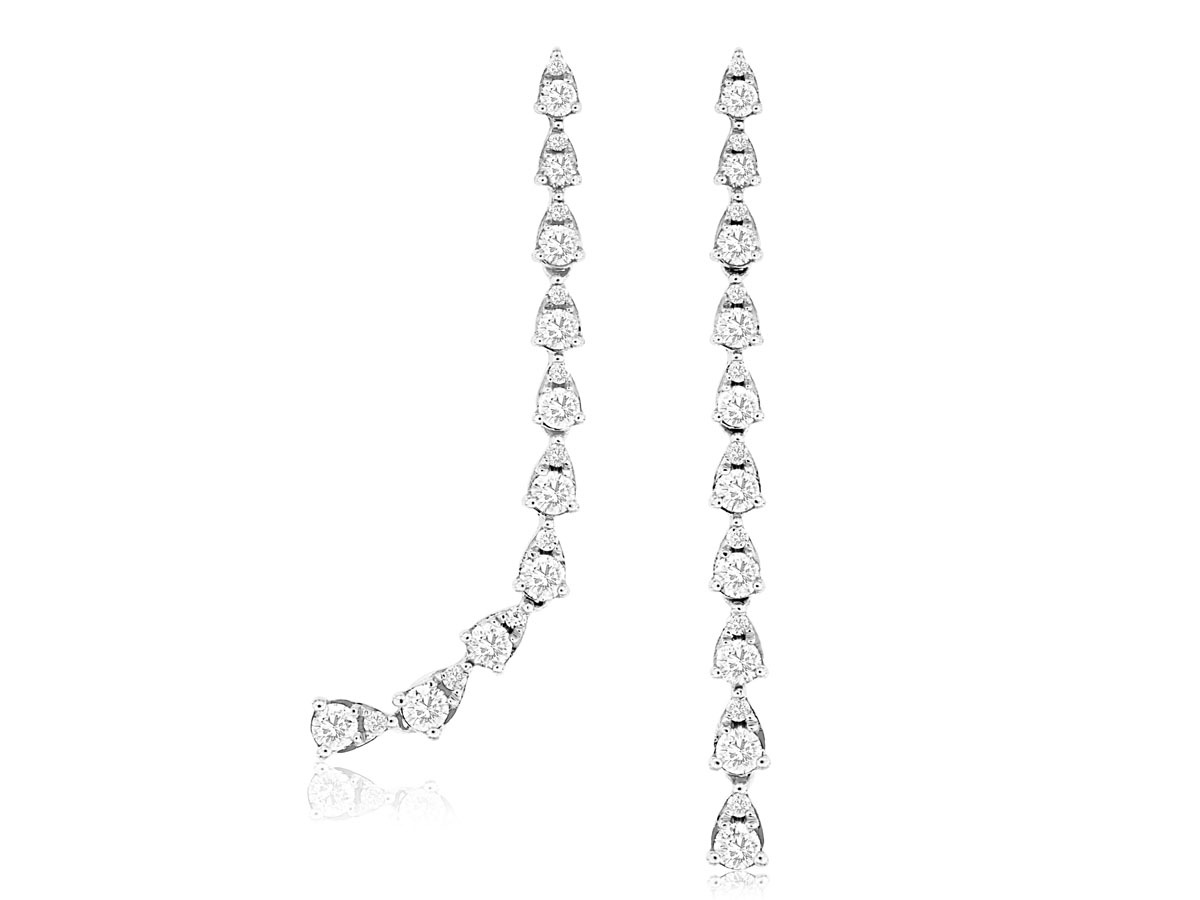 14K WHITE GOLD DROP WARRINGS WITH .82CTTW ROUND I1 CLARITY & HI COLOR DIAMONDS