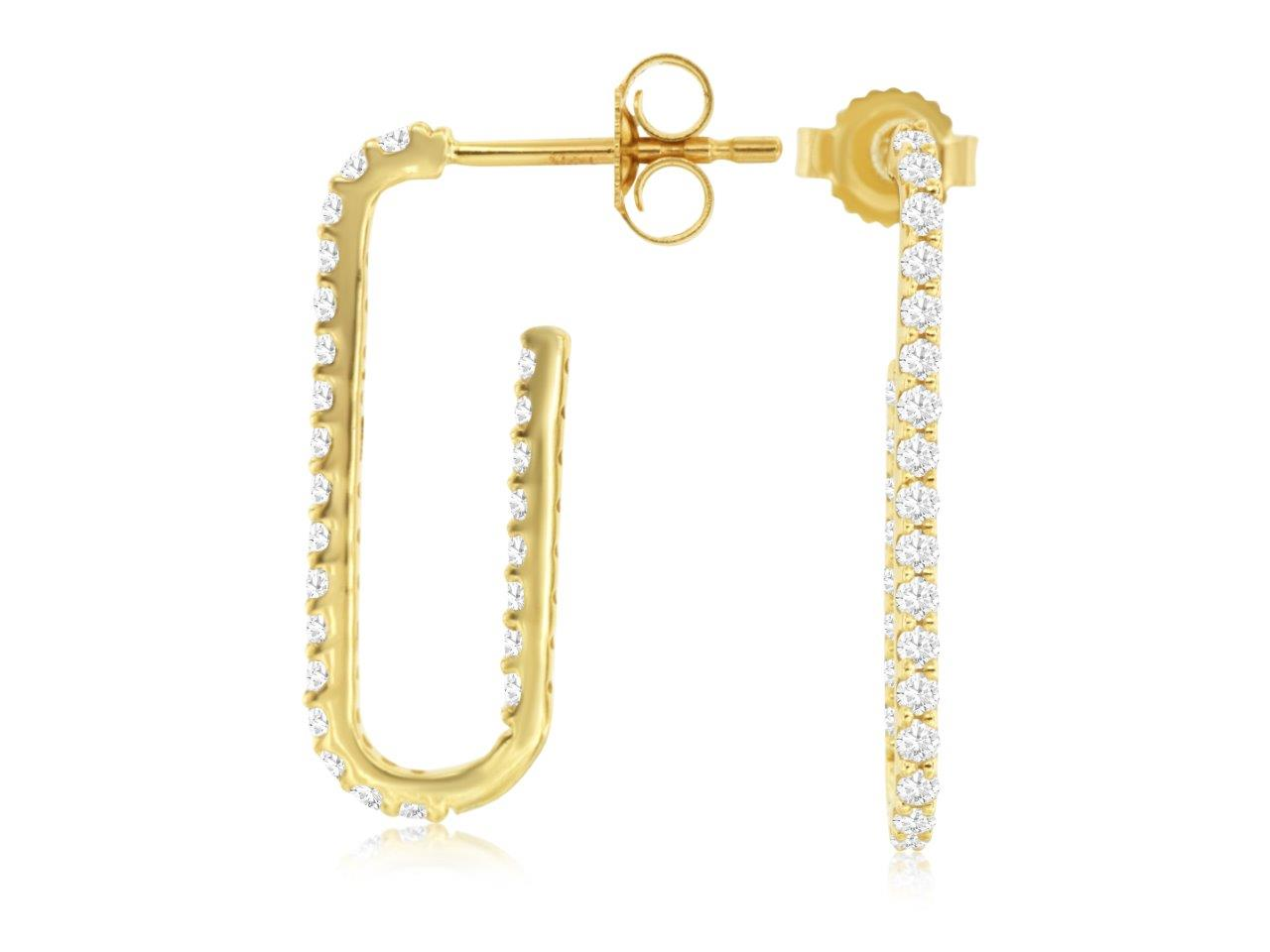 14K YELLOW GOLD OPEN OVAL POST EARRINGS WITH .50CTTW ROUND I1 CLARITY & HI COLOR DIAMONDS