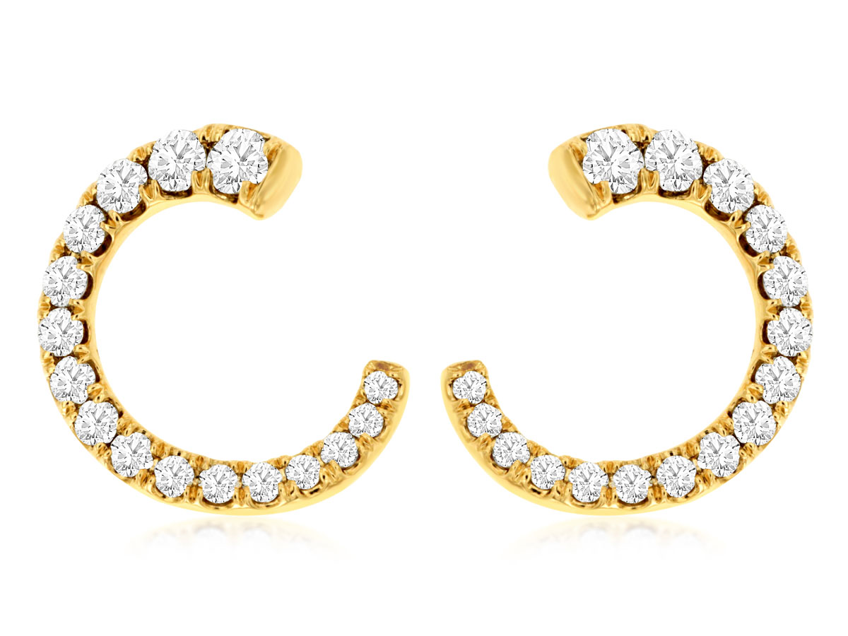 14K YELLOW GOLD POST HOOP EARRINGS WITH .75CTTW ROUND I1 CLARITY & HI COLOR DIAMONDS