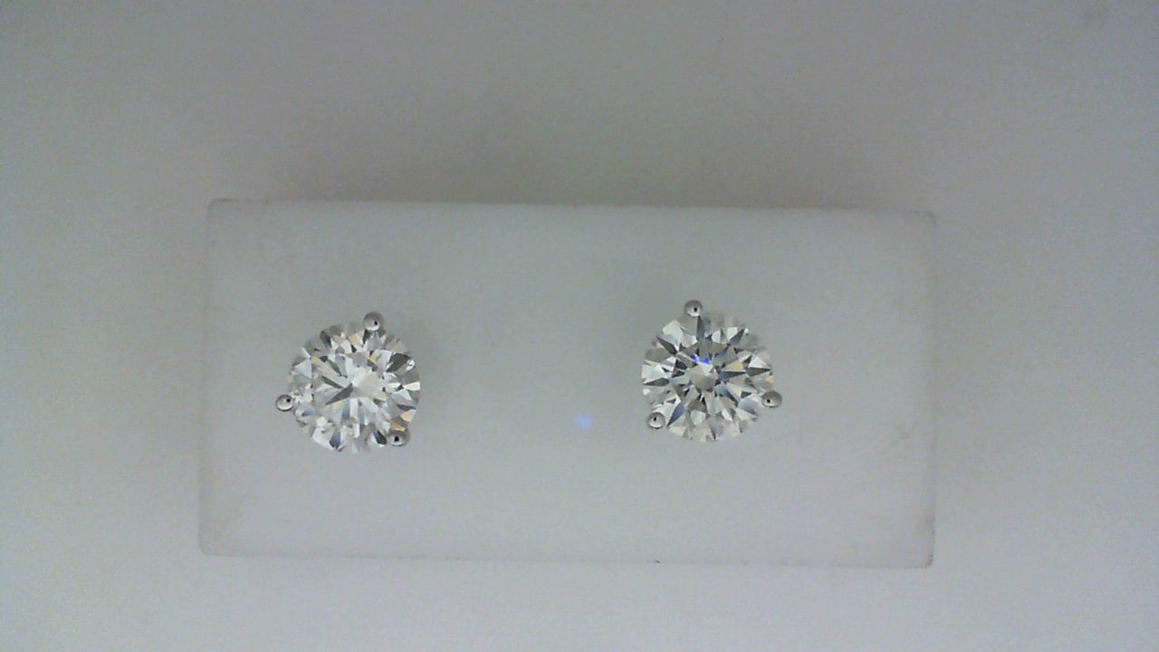 PLATINUM 4.07CTTW ROUND SI2 CLARITY & I COLOR DIAMOND STUD EARRINGS SET IN THREE PRONG THREADED POSTS AND BACKS GIA REPORTS 5466064484 (2.03) & GIA 1455697998 (2.04)