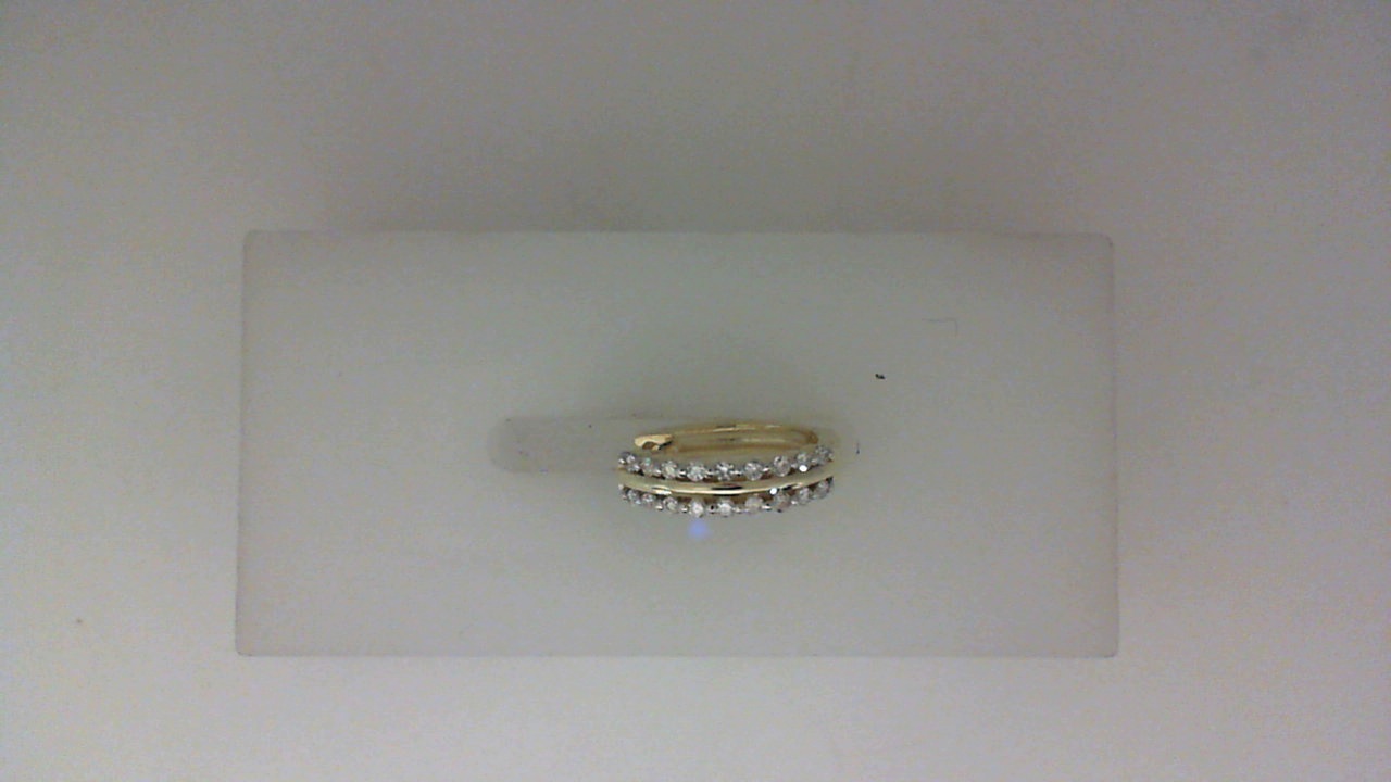 14K YELLOW GOLD DOUBLE ROW SMALL HOOP EARRINGS WITH .19CTTW ROUND I1 CLARITY & H COLOR DIAMONDS