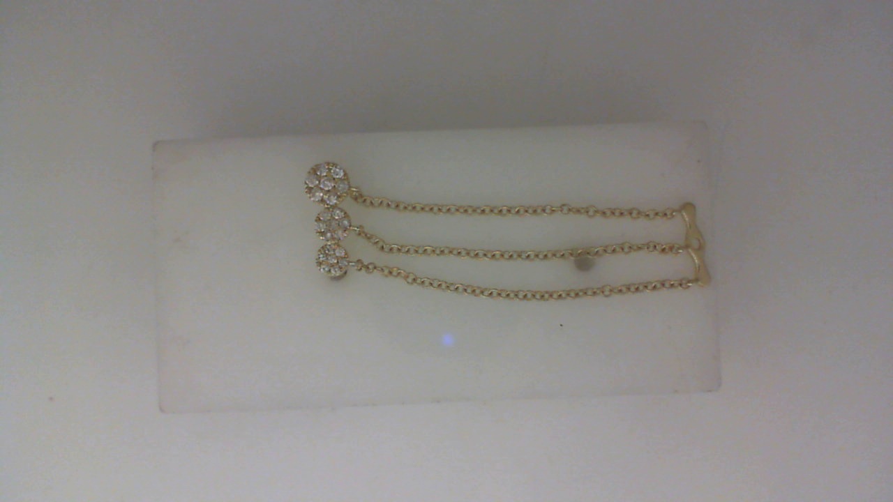 14K YELLLOW GOLD TRILE CLUSTER TRIPLE CHAIN WRAP EARRINGS WITH .19CTTW ROUND I1 CLARITY & H COLOR DIAMONDS