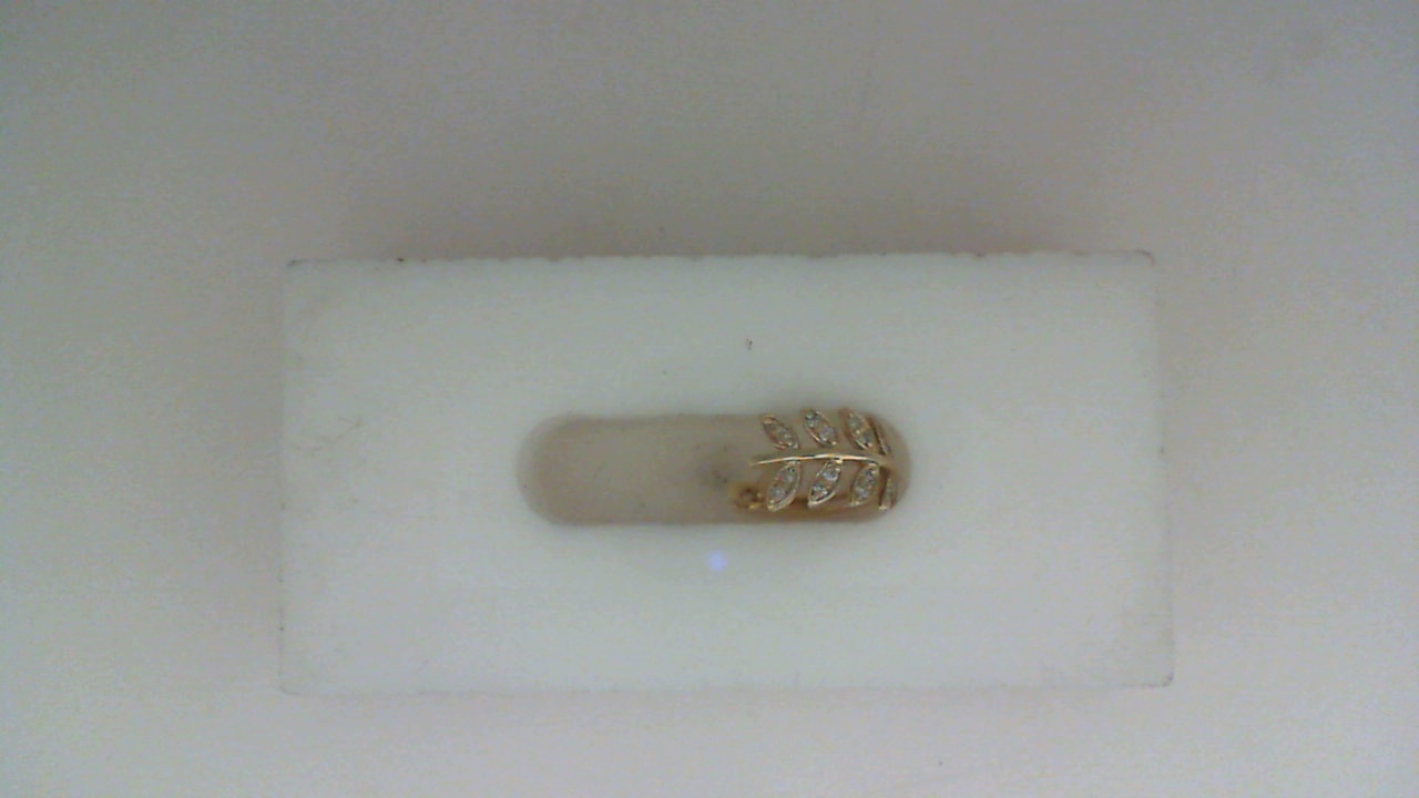 14K YELLOW GOLD SMALL HUGGIE LEAF HOOP WITH .10CTTW ROUND I1 CLARITY & HI COLOR DIAMONDS