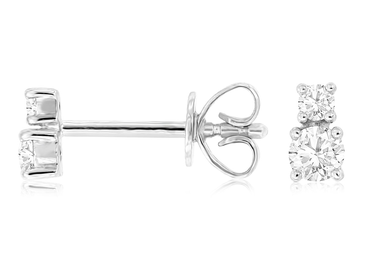 14 WHITE GOLD POST EARRINGS WITH .21CTTW ROUND I1 CLARITY & HI COLOR DIAMONDS