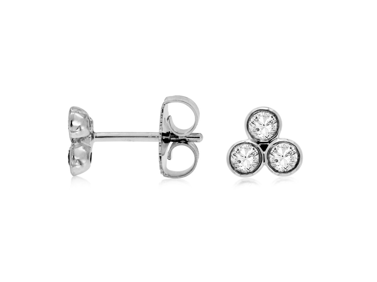 14 WHITE GOLD POST EARRINGS SET WITH .30CTTW ROUND I1 CLARITY & HI COLOR BEZEL SET DIAMOND EARRINGS