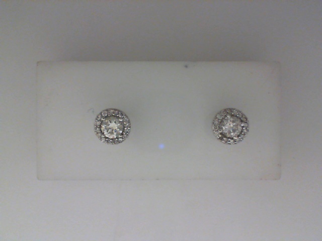 14K WHITE GOLD POST HALO EARRINGS WITH .75CTTW ROUND I1 CLARITY & GH COLOR DIAMONDS