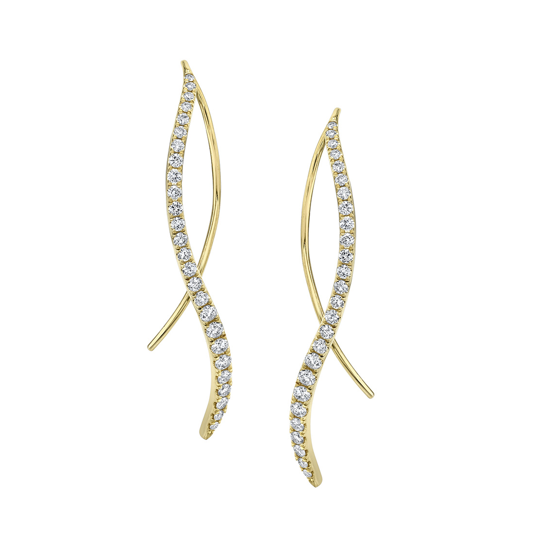 14K WHITE GOLD VAVY WIRE EARRINGS WITH .60CTTW ROUND SI CLARITY & GH COLOR DIAMONDS