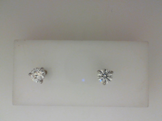 14K WHITE GOLD 1.00CTTW ROUND BRILLIANT SI2 CLARITY & H COLOR DIAMOND STUD EARRINGS SET IN THREE PRONG BASKETS WITH THREADED POST AND BACKS (GIA REPORT #2456321867 &GIA DIGITAL REPORT #6452613985)