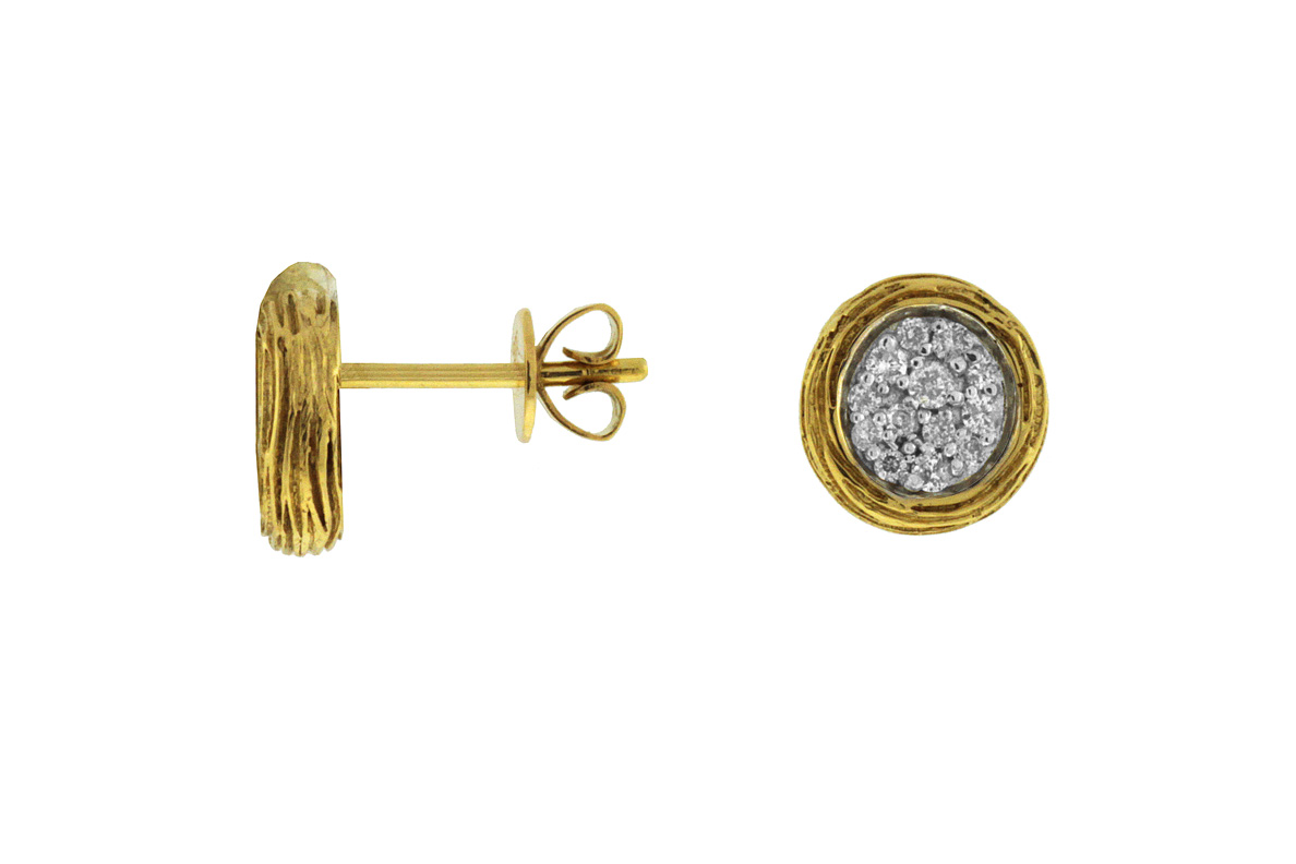 14K YELLOW GOLD POST EARRINGS WITH .30CTTW ROUND I1 CLARITY & HI COLOR DIAMONDS SET IN THE CENTER