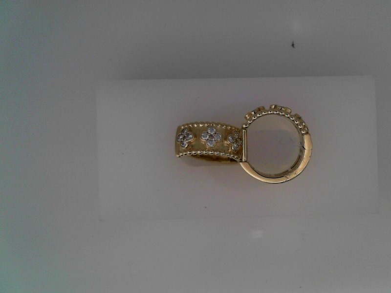 14K YELLOW GOLD SMALL HUGGIE HOOP EARRINGS WITH .25CTTW ROUND I1 CLARITY & HI COLOR DIAMONDS SET IN A CLOVER STYLE