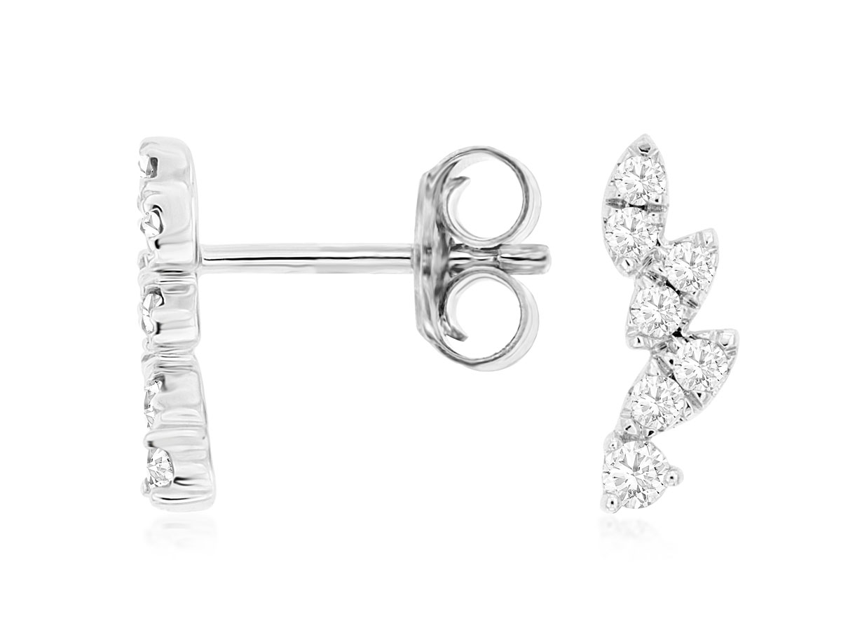 14K WHITE GOLD CLIMBER POST EARRINGS WITH .25CTTW ROUND I1 CLARITY & HI COLOR DIAMONDS