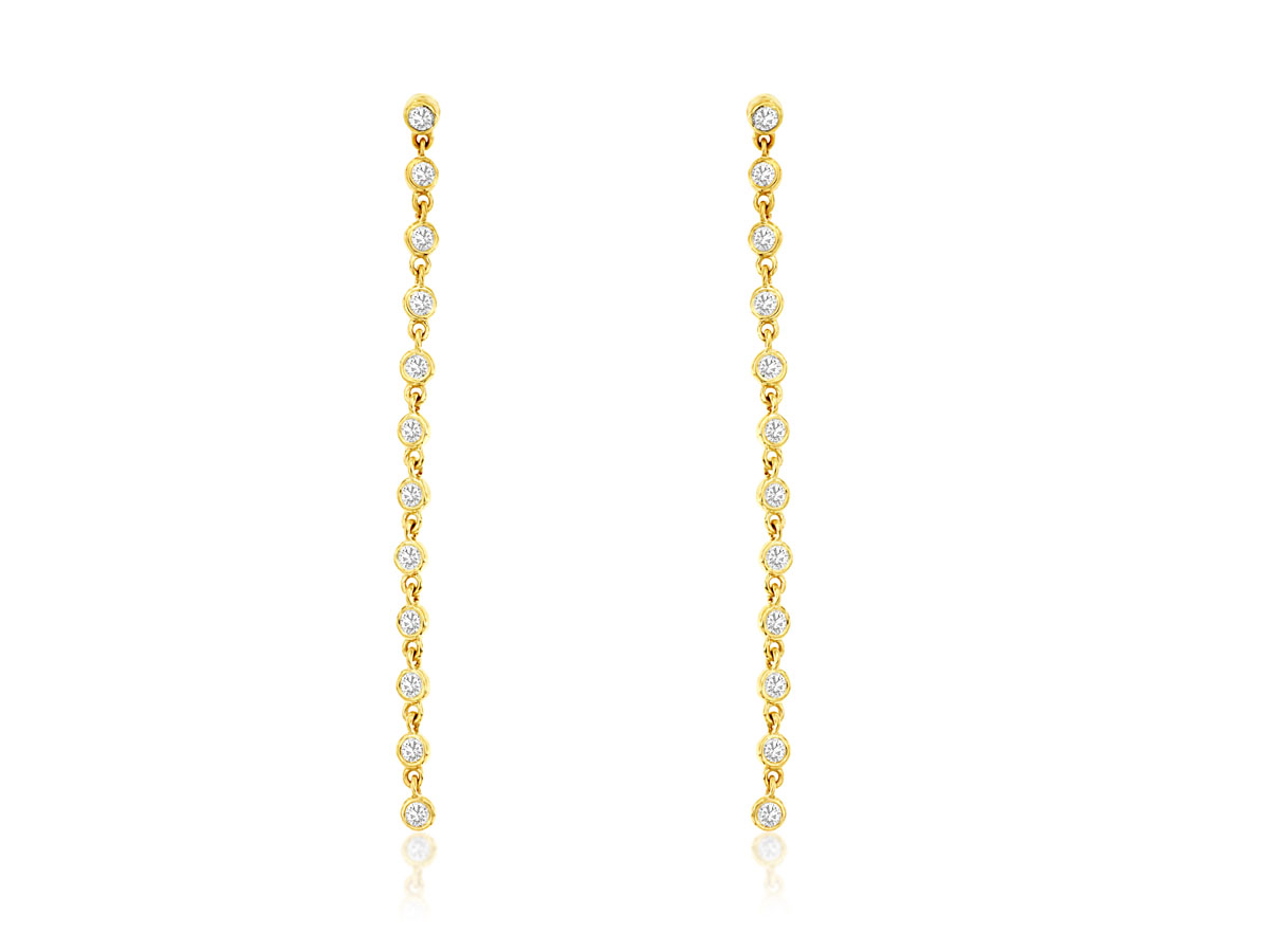 14K YELLOW GOLD DROP POST EARRINGS WITH .50CTTW ROUND I1 CLARITY & HI COLOR DIAMONDS