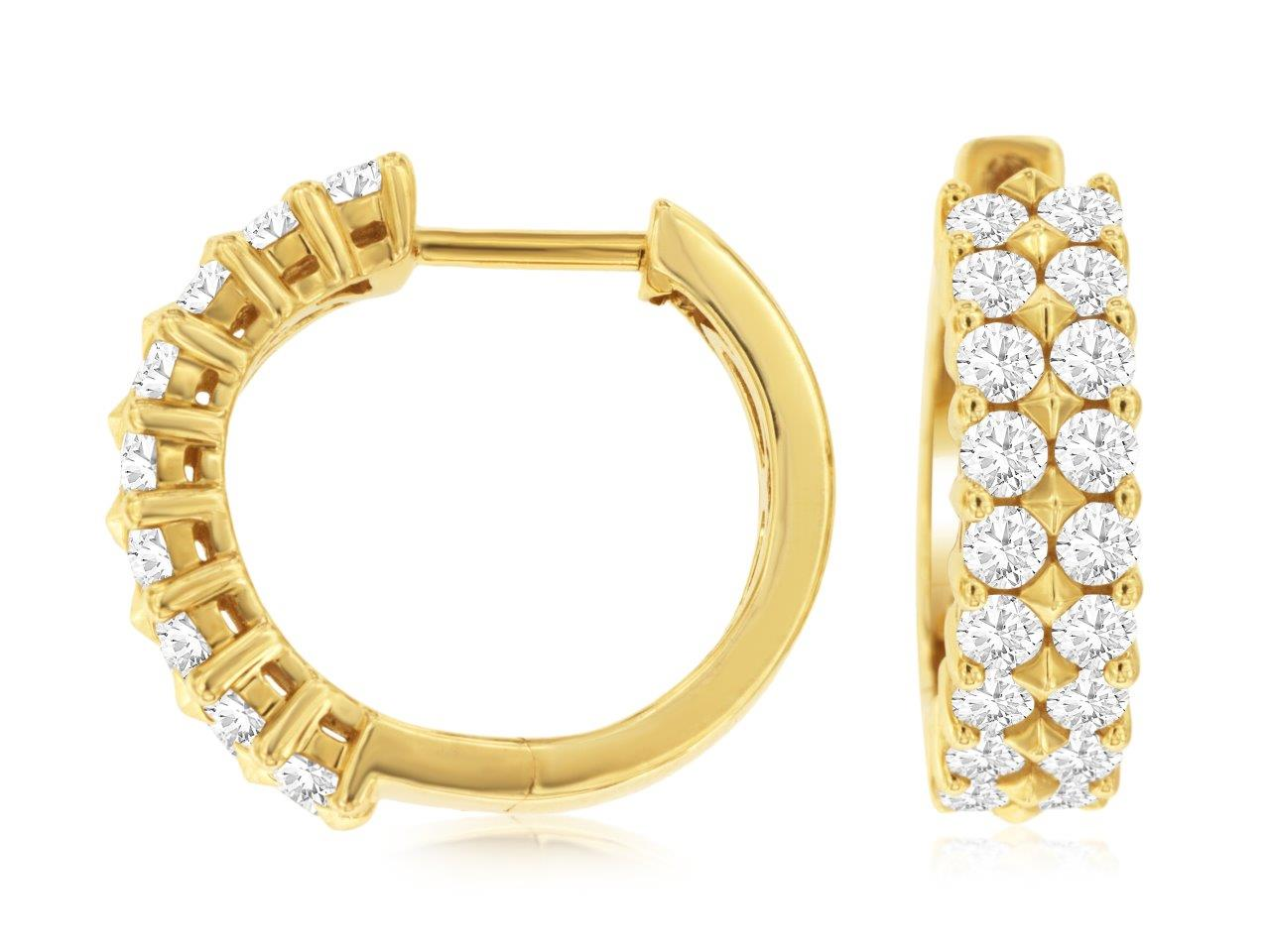 14K YELLOW GOLD DOUBLE ROW OF 1.43CTTW ROUND I1 CLARITY & H COLOR DIAMONDS