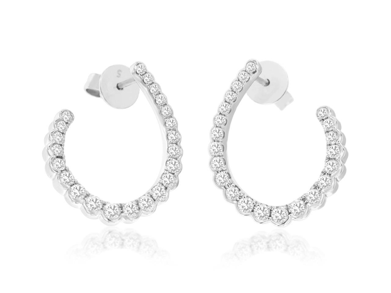 14K WHITE GOLD J WRAP POST EARRINGS WITH .90CTTW ROUND I1 CLARITY & HI COLOR DIAMONDS