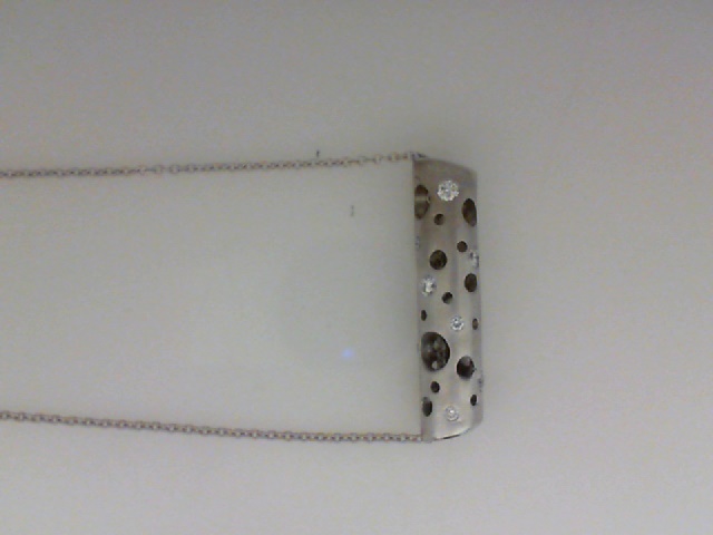 CUSTOM MADE BY GRANT 14K WHITE GOLD DRILLED TUBE PENDANT WITH .46CTTW ROUND SI CLARITY & GHI COLOR DIAMONDS ON AN18