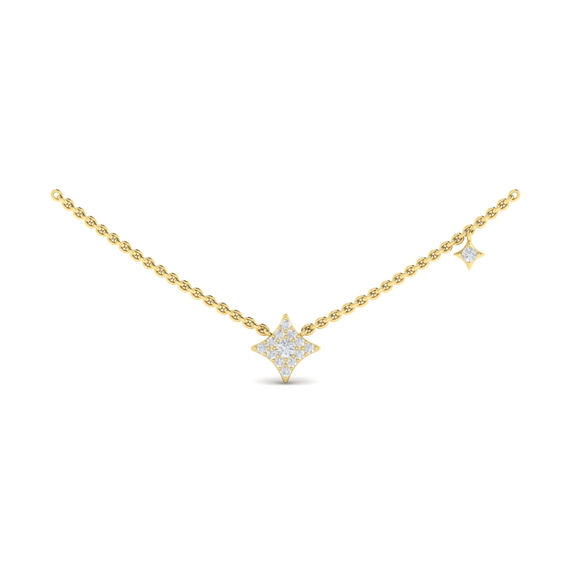 14K YELLOW GOLD "ESTRELLA" PENDANT WITH .24CTTW ROUND SI CLARITY & G COLOR DIAMONDS ON A CABLE CHAIN