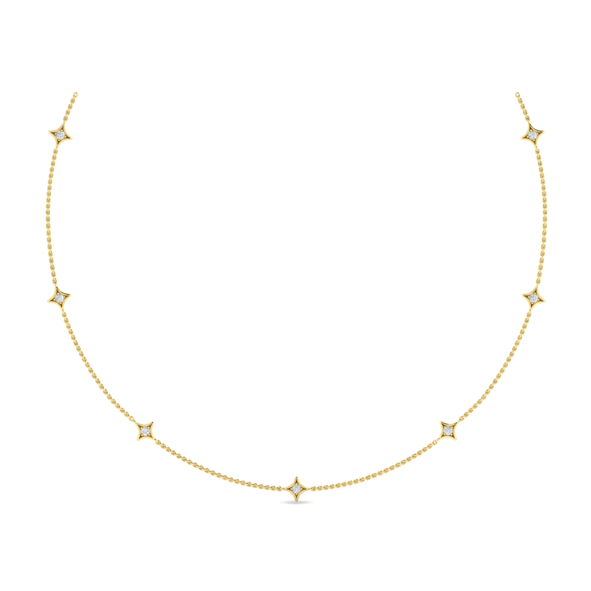 14K YELLOW GOLD "ESTRELLA" 18/20" CABLE CHAIN WITH .35CTTW ROUND SI CLARITY & G COLOR DIAMONDS SET IN THE 7 STAR STATIONS