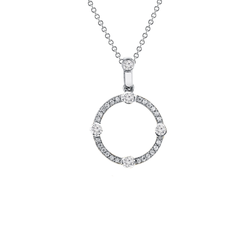 14K WHITE GOLD SMALL CARDINALS SANS PENDANT WITH .34CTTW ROUND SI CLARITY & GH COLOR DIAMONDS ON A 16" CABLE CHAIN