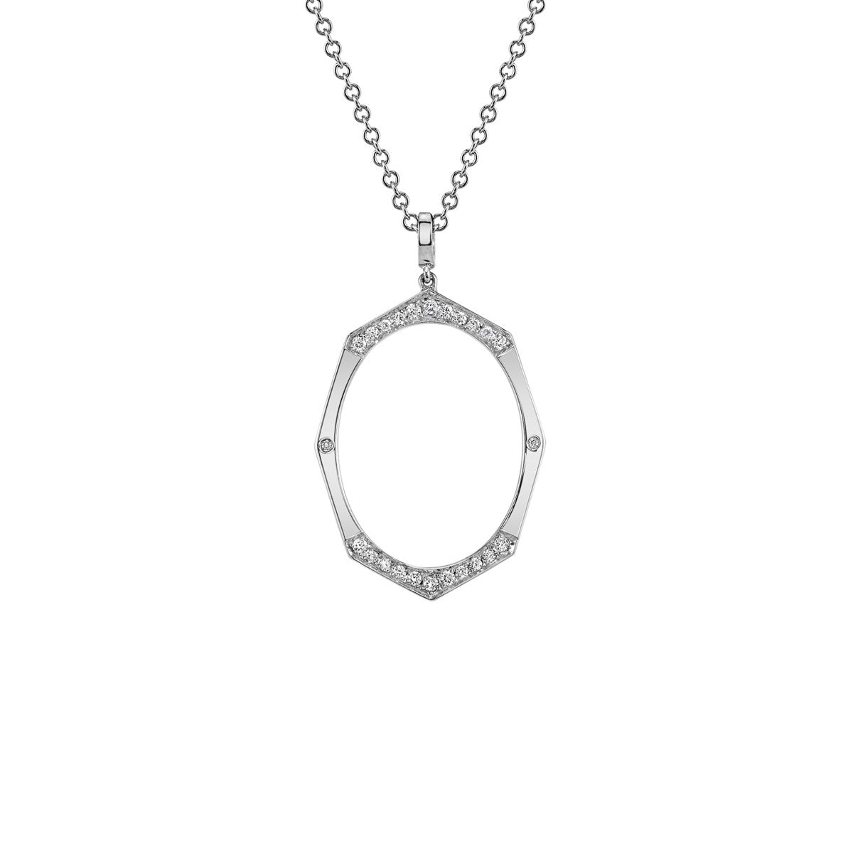 14K WHITE GOLD LARGE AFFINITY SANS PENDANT WITH .16CTTW ROUND SI CLARITY & GH COLOR DIAMONDS ON 16