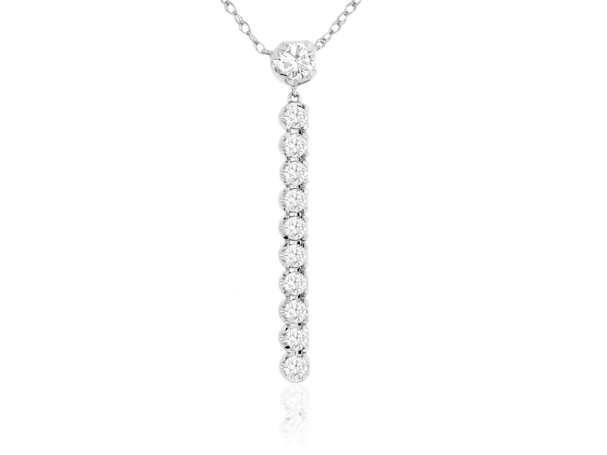14K WHITE GOLD DROP PENDANT WITH .50CTTW ROUND I1 CLARITY & HI COLOR DIAMONDS