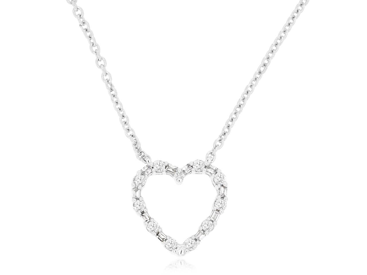 14K WHITE GOLD HEART NECKALCE WITH .25CTTW ROUND I1 CLARITY & HI COLOR DIAMONDS
