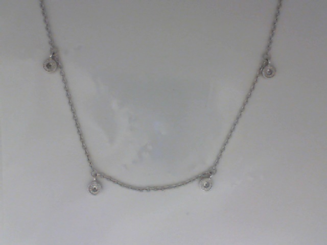 14K WHITE GOLD CABLE CHAIN WITH .14CTTW ROUND I1 CLARITY & HI COLOR DIAMOND DROPS