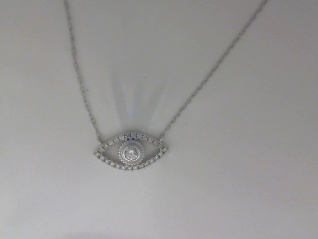 14K WHITE GOLD EVIL EYE PENDANT WITH .24CTTW ROUND I1 CLARITY & HI COLOR DIAMONDS