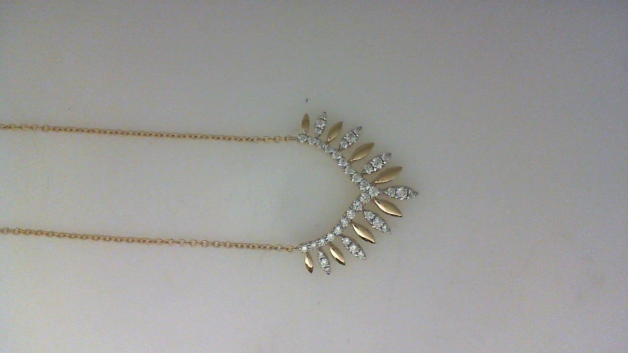 14K YELLOW GOLD FLORAL NECKLACE WITH .38CTTW ROUND SI CLARITY & G COLOR IDAMONDS ON A 16/1/18