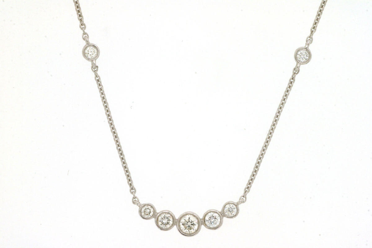 14K WHITE GOLD 18" CABLE CHAIN WITH .20CTTW ROUND BEZEL SET DIAMONDS