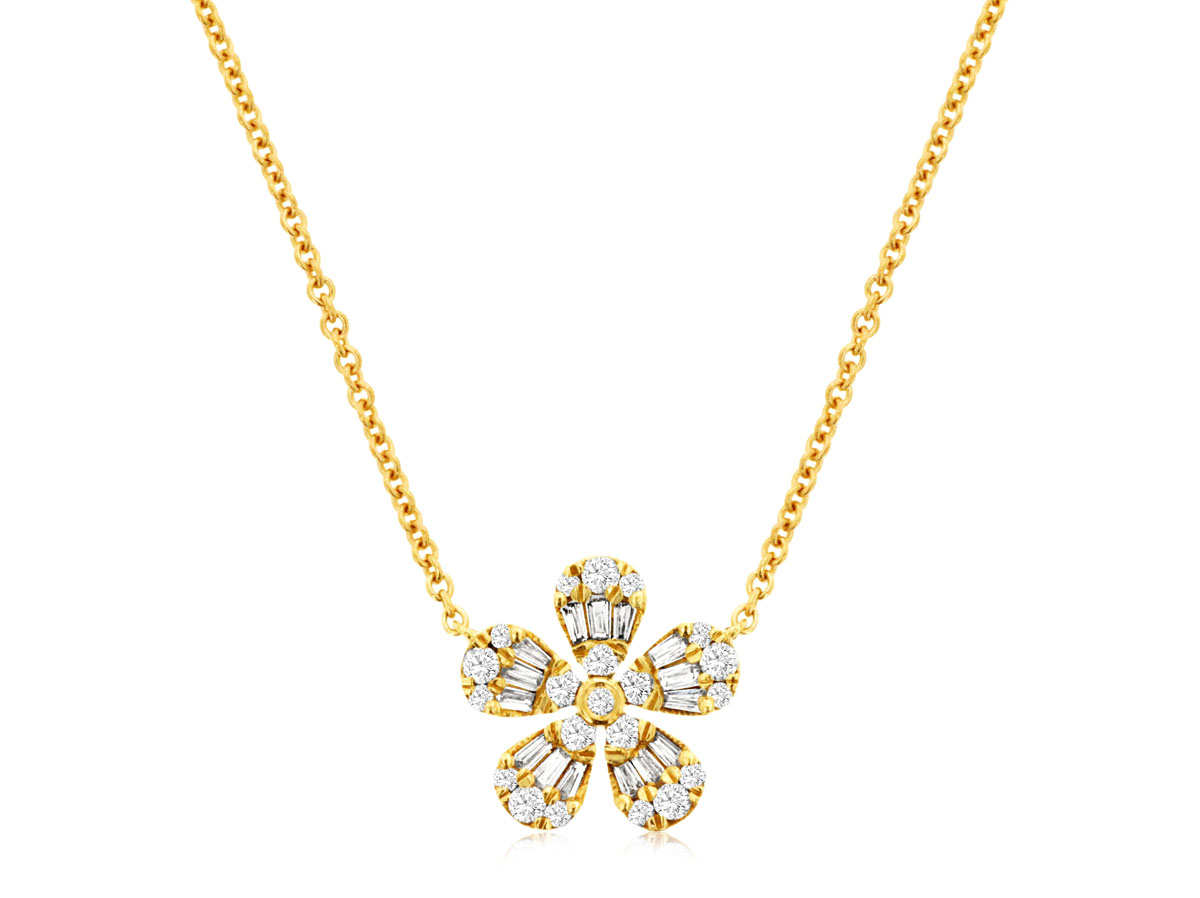 14KY Diamond Flower Necklace