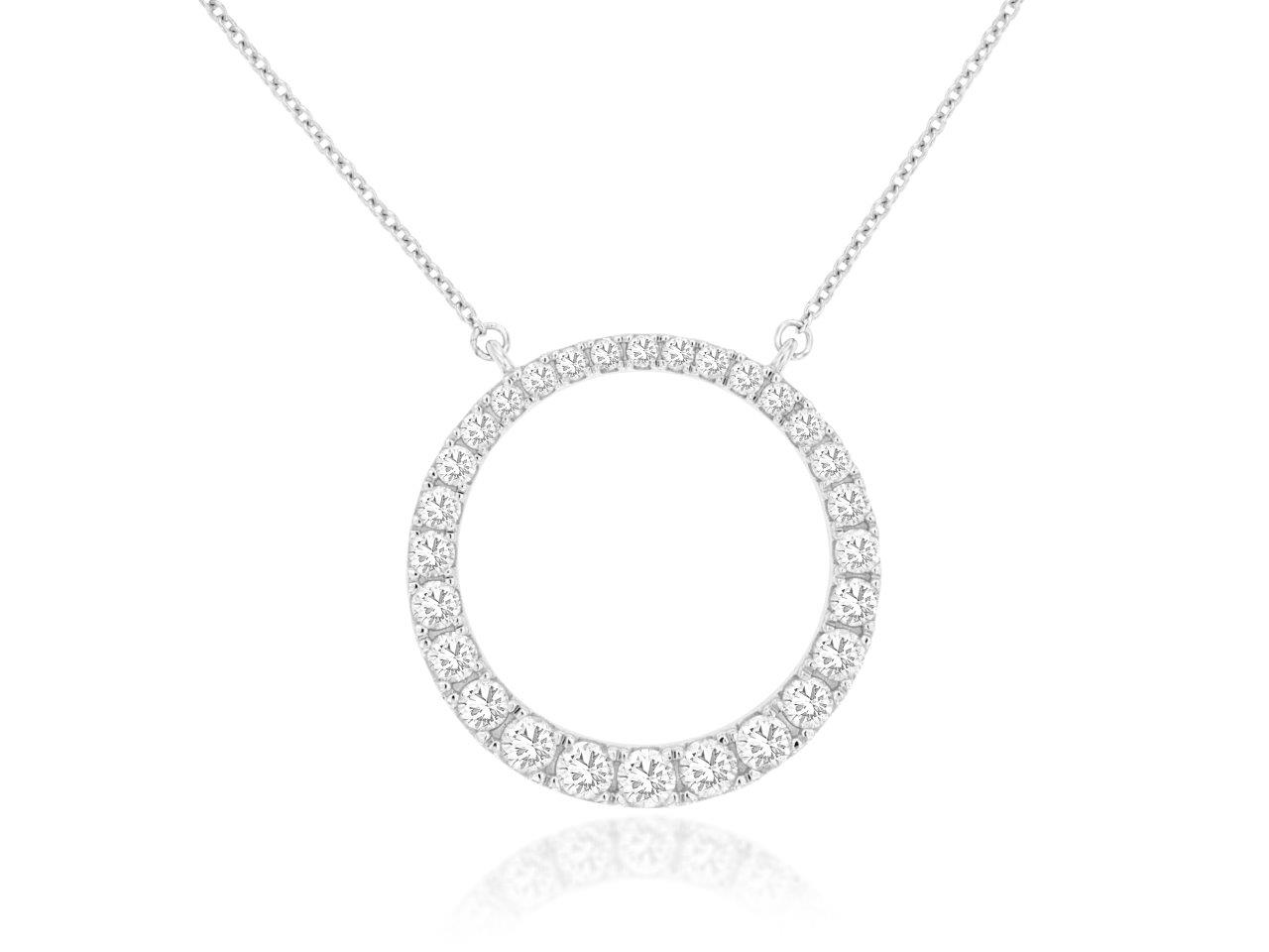 14K YELLOW GOLD CIRCLE PENDANT SET WITH 1CTTW ROUND I1 CLARITY & HI COLOR DIAMONDS ON A CABLE CHAIN