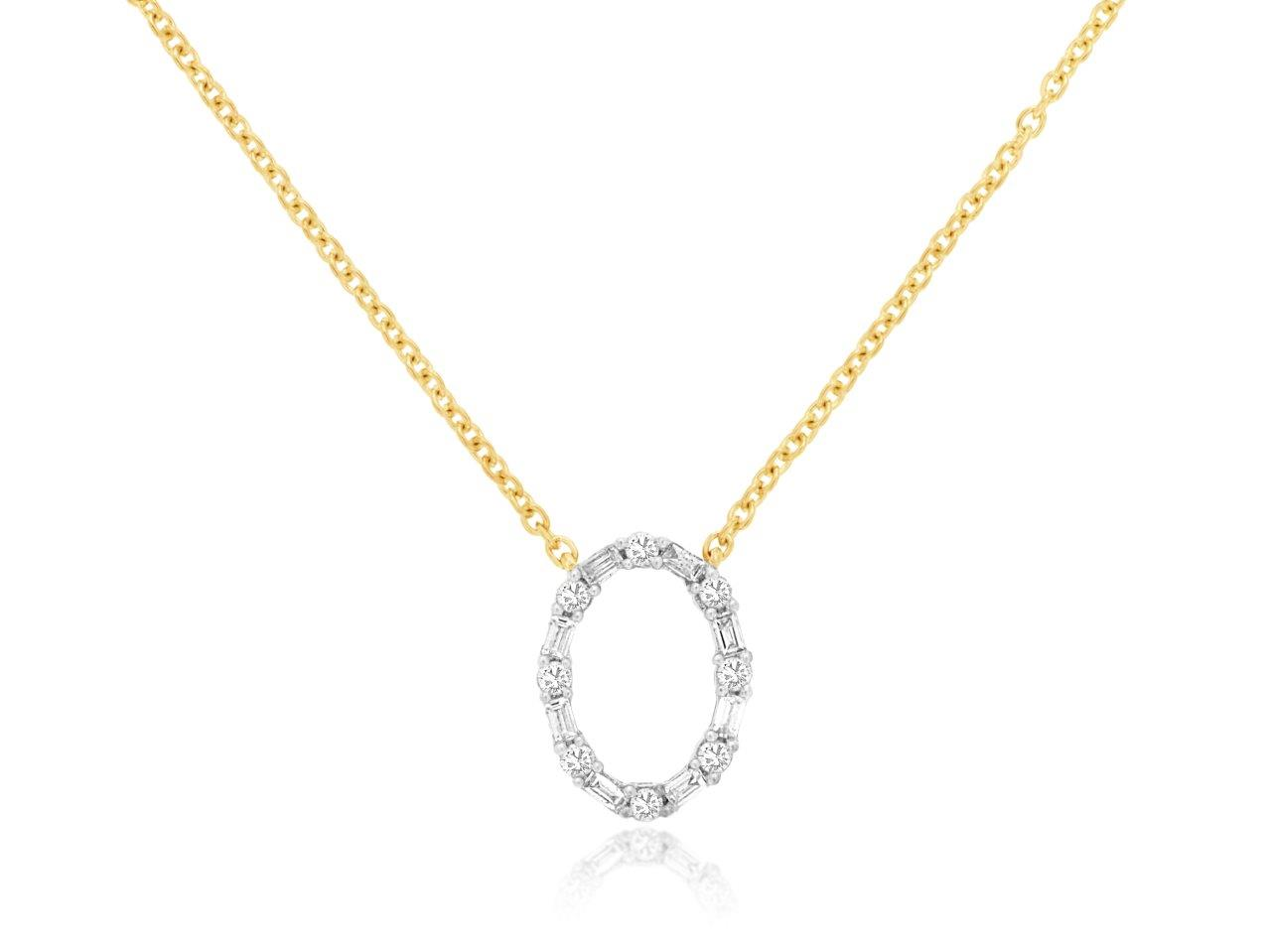 14K YELLOW GOLD CABLE CHAIN WITH AN OVAL PENDANT SET WITH .08CTTW ROUND & .17CTTW I1 CLARITY & HI COLOR DIAMONDS