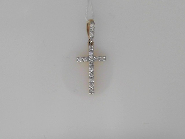 14K YELLOW GOLD CROSS WITH .20CTTW ROUND I1 CLARITY & HI COLOR DIAMONDS