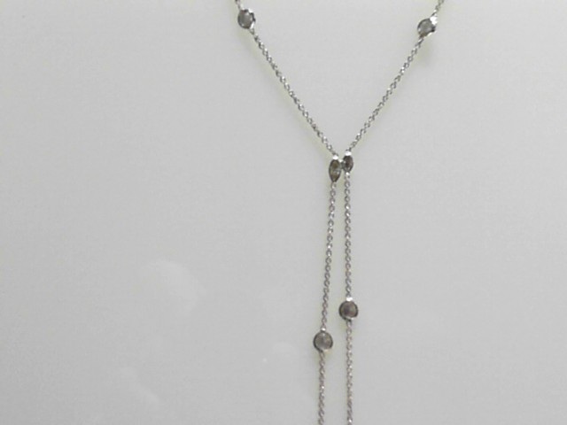 14K YELLOW GOLD LARIAT CABLE CHAIN WITH .30CTTW BEZEL SET ROUND AND MARQUISE SI CLARITY & G COLOR DIAMONDS
