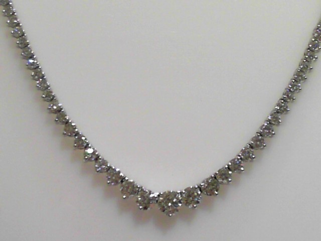 18K WHITE GOLD 16" IN LINE NECKALCE WITH 7.30CTTW ROUND VS2 CLARITY & GH COLOR DIAMONDS SET IN THREE PRONG SETTINGS