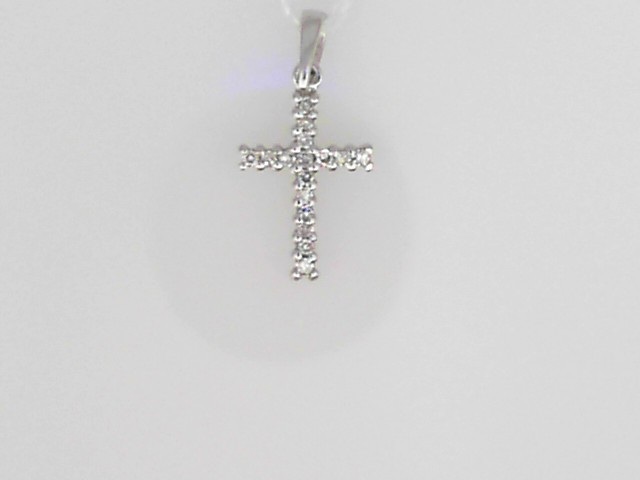14K WHITE GOLD CROSS PENDANT WITH .07CTTW ROUND I1 CLARITY & HI COLOR DIAMONDS