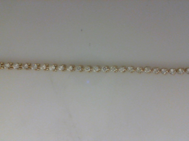 14K YELLOW GOLD 3.00CTTW IN LINE BRACELET WITH 50 ROUND BRILLIANT VS2/SI1 CLARITY & HI COLOR  DIAMONDS SET IN THREE PRONG BASKETS