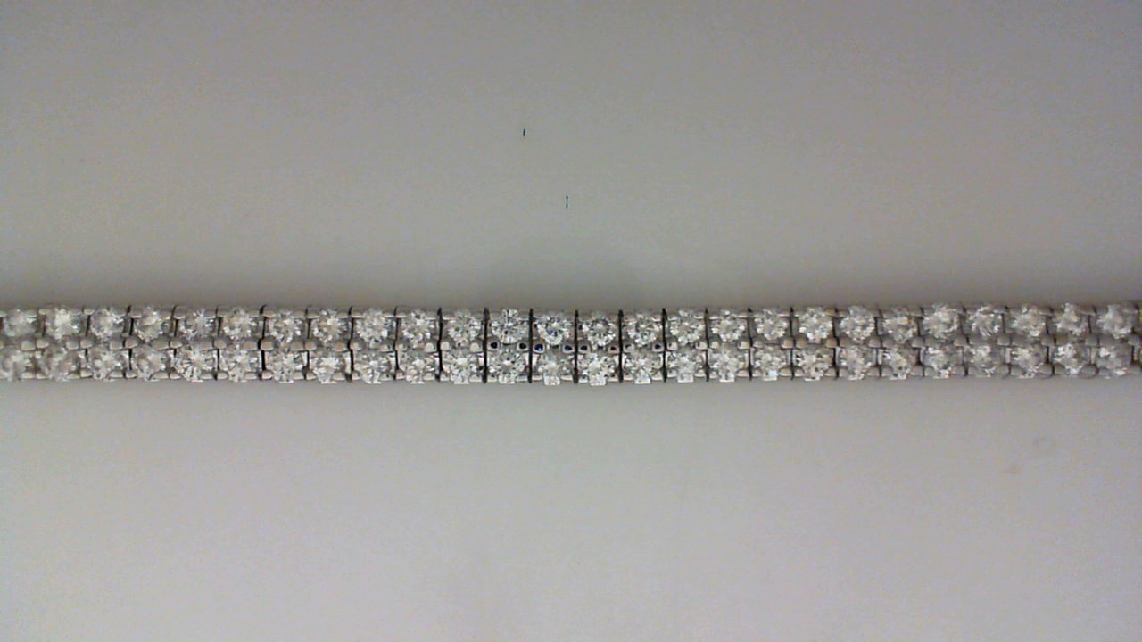 14K WHITE GOLD DOUBLE ROW IN LINE BRACELET WITH 8.0CTTW ROUND SI CLARITY & H COLOR DIAMONDS
