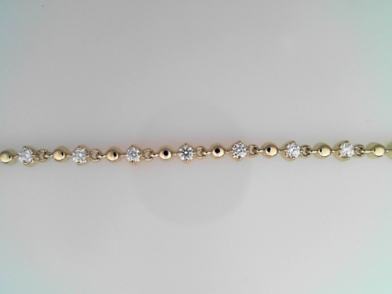 14K YELLOW GOLD 6+1" .46CTTW ROUND SI CLARITY & GH COLOR DIAMONDS ALTERNATING WITH POLISHED DOTS
