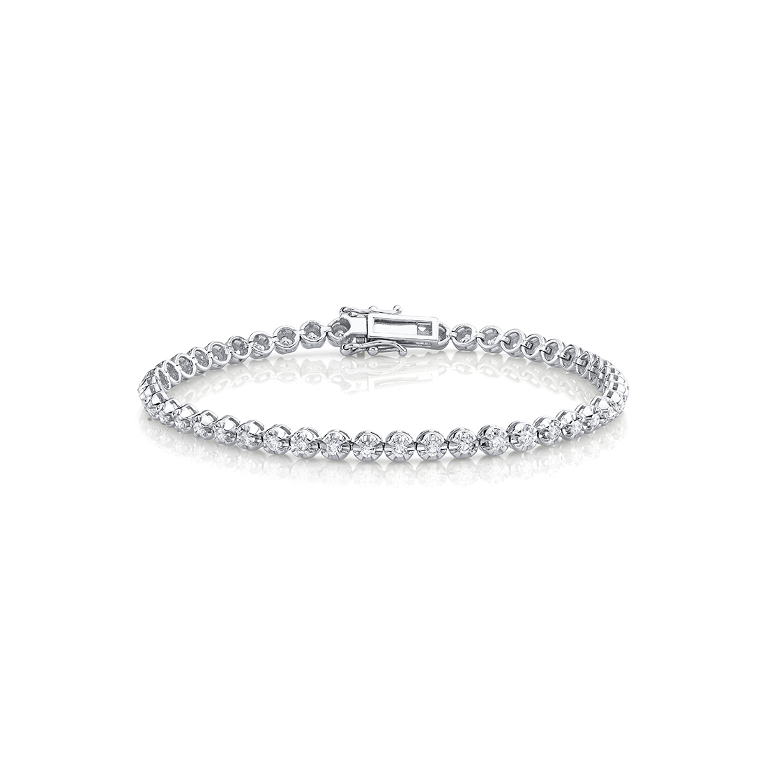 14K WHITE GOLD PETITE IN LINE BRACELET WITH 2.40CTTW ROUND SI CLARITY & G COLOR DIAMONDS SET IN ROUND FOUR PRONG BASKETS