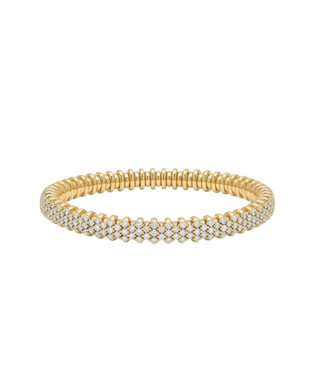 18K YELLOW GOLD THREE ROW "EVERLASTING" BRACELET WITH 4.22CTTW ROUND VS CLARITY & FG COLOR DIAMONDS