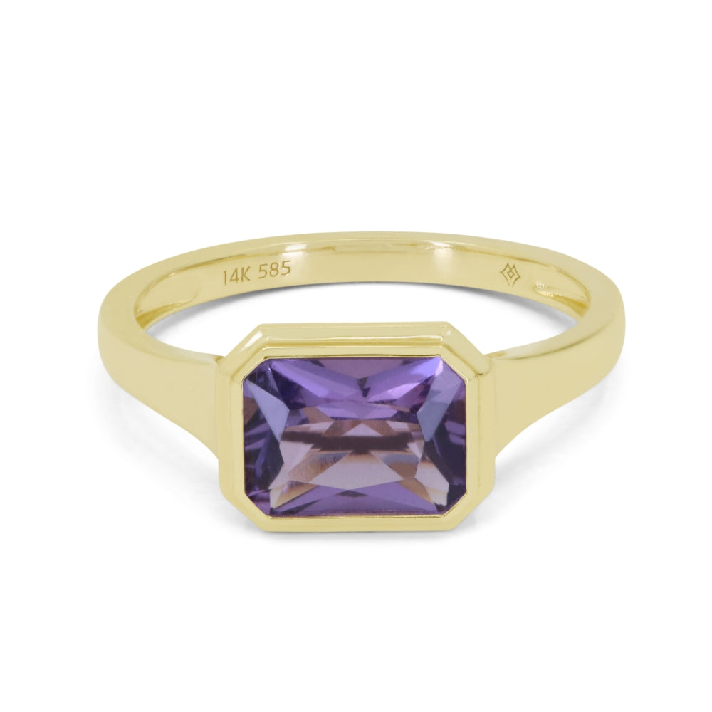14K YELLOW GOLD 1.92CT BEZEL SET AMETHYST RING IN A POLISHED SETTING