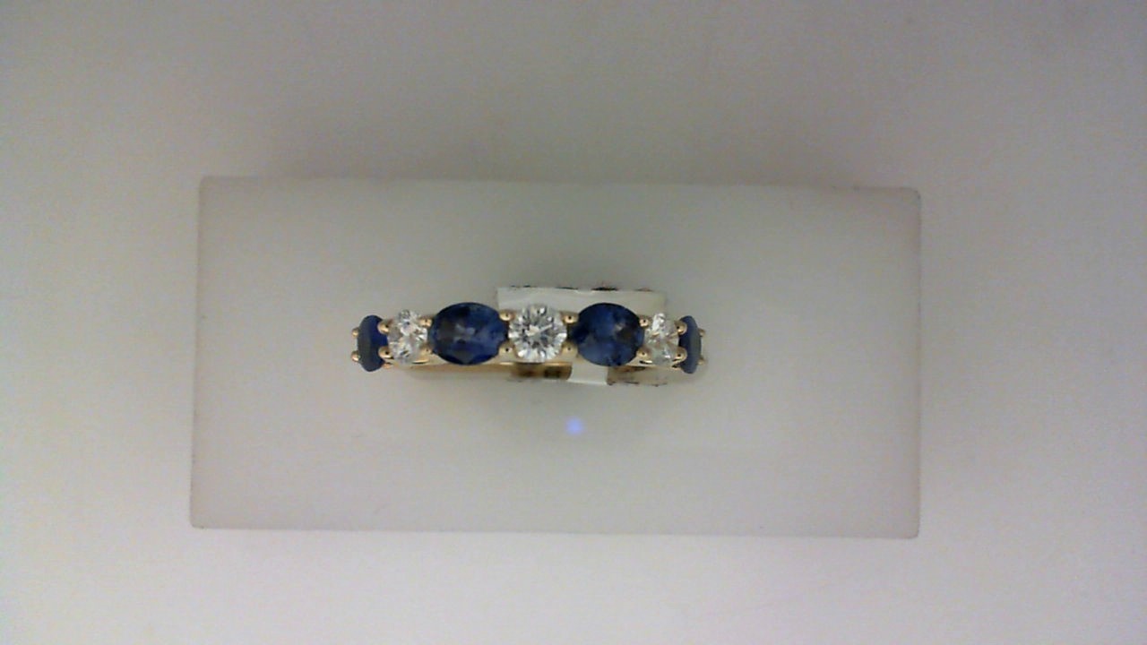 14K YELLOW GOLD BAND WITH 1.27CT OVAL SAPPHIRES ALTERNATING WITH .37CTTW ROUND SI CLARITY & G COLOR DIAMONDS