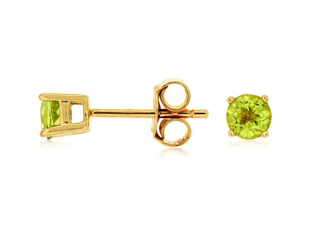 14K YELLOW GOLD .55CTTW ROUND PERIDOT STUD EARRINGS