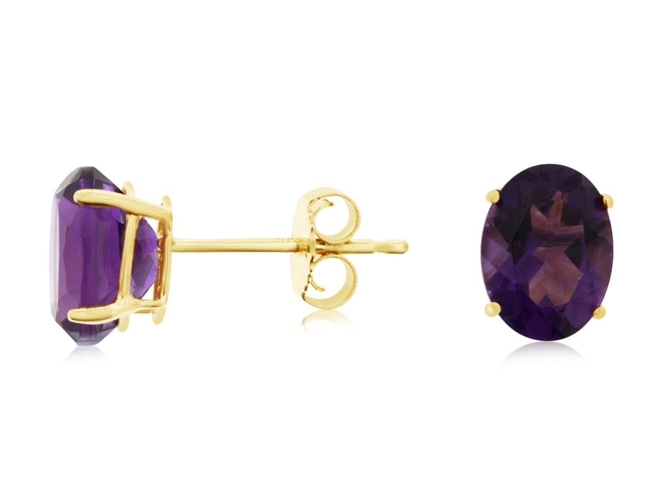 14K YELLOW GOLD 2.2CTTW OVAL AMETHYST STUDS SET IN FOUR PRONG BASKETS