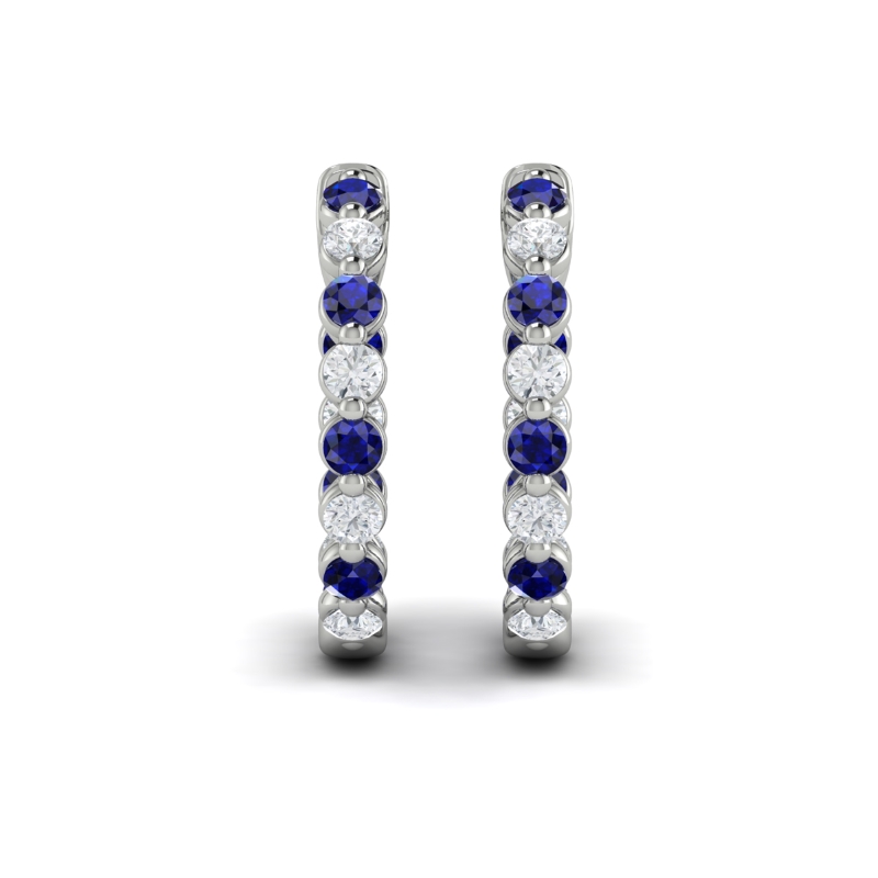 14KWHITE GOLD "ADELLA" EARRINGS WITH .65CTTW ROUND SI CLARITY & G COLOR DIAMONDS ALTERNATING WITH .93CTTW ROUND SAPPHIRES