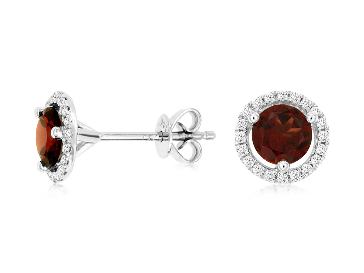 14K WHITE GOLD POST EARRINGS WITH 1.30CTTW ROUND GARENTS AND .16CTTW ROUND I1 CLARITY & HI COLOR DIAMONDS
