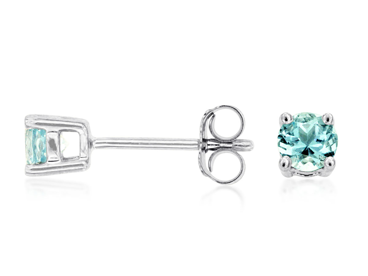 14K WHITE GOLD .50CTTW ROUND AQUAMARINE STUD EARRINGS